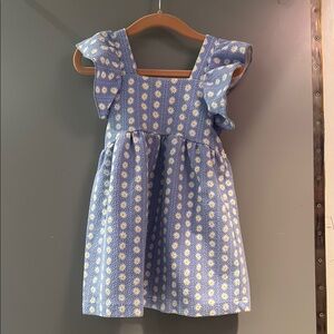 Zara Blue and White Flutter Sleeve Sundress